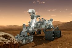 Artist’s concept depicts the NASA Mars Science Laboratory Curiosity rover, a nuclear-powered mobile robot for investigating the Red Planet’s past or present ability to sustain microbial life. 
